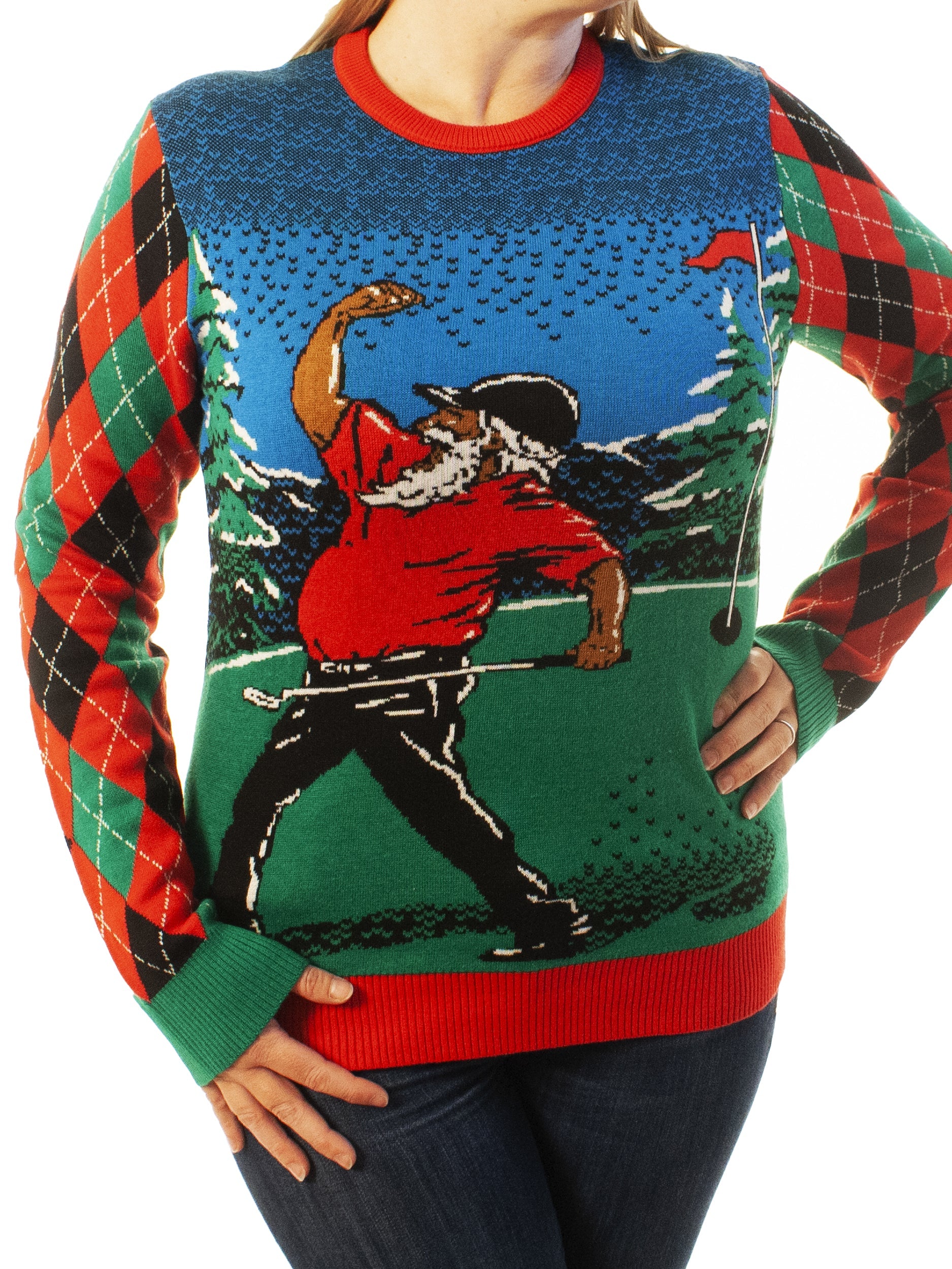 Golfing Santa | Ugly Christmas Sweater For Men & Women | Unisex Sizing