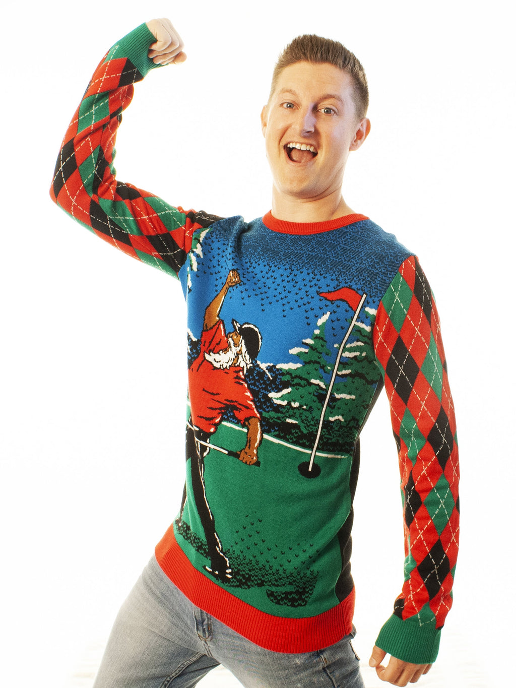 Golfing Santa | Ugly Christmas Sweater For Men & Women | Unisex Sizing