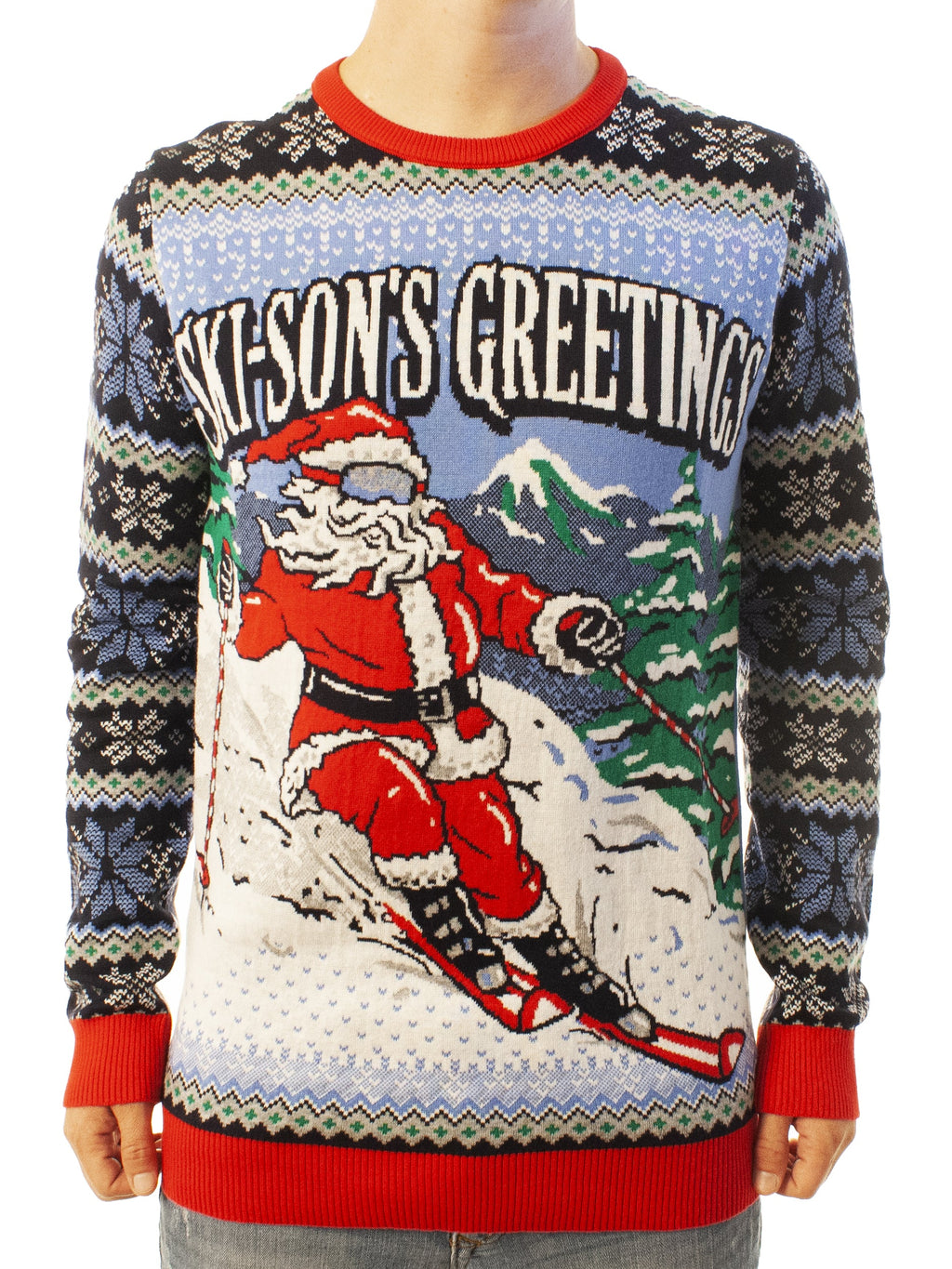 Skison's Greetings | Ugly Christmas Sweater For Men & Women | Unisex Sizing