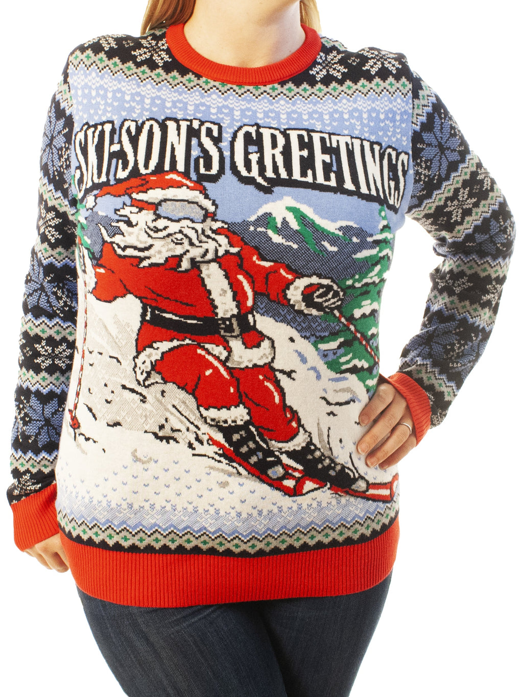 Skison's Greetings | Ugly Christmas Sweater For Men & Women | Unisex Sizing
