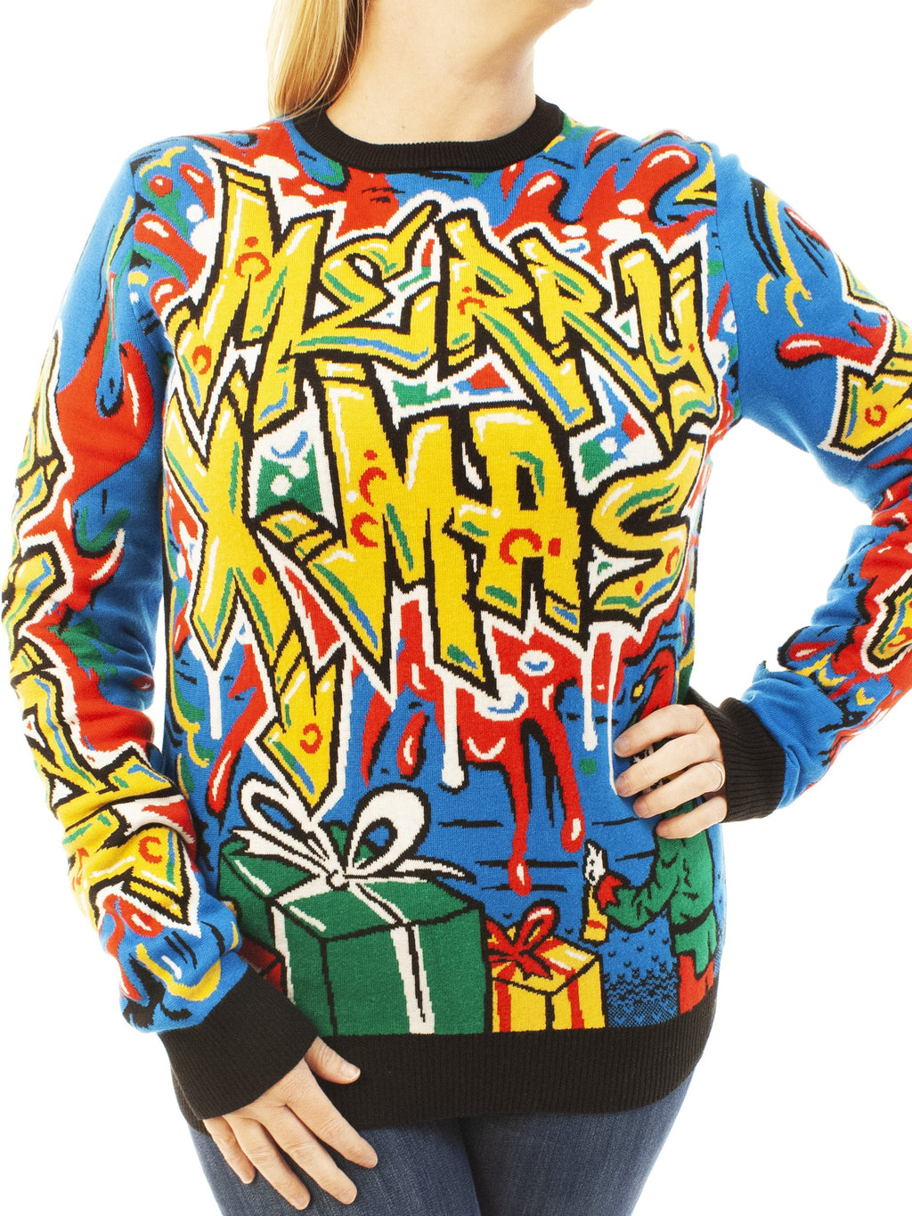 Graffiti Elf | Ugly Christmas Sweater For Men & Women | Unisex Sizing
