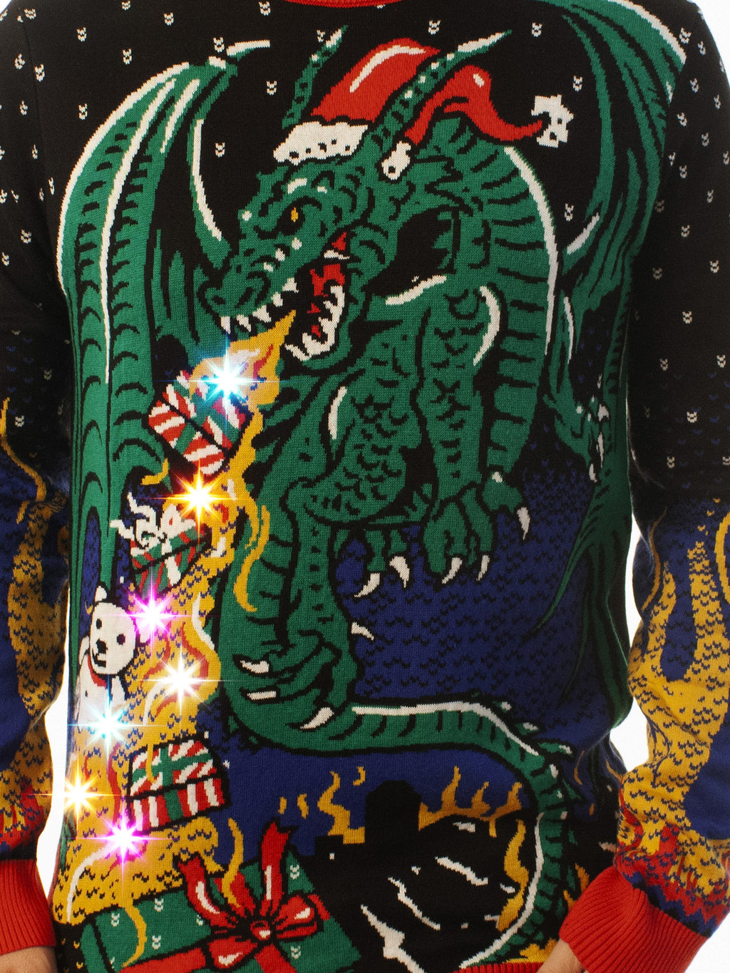 LIGHT UP - Dragon | Ugly Christmas Sweater For Men & Women | Unisex Sizing