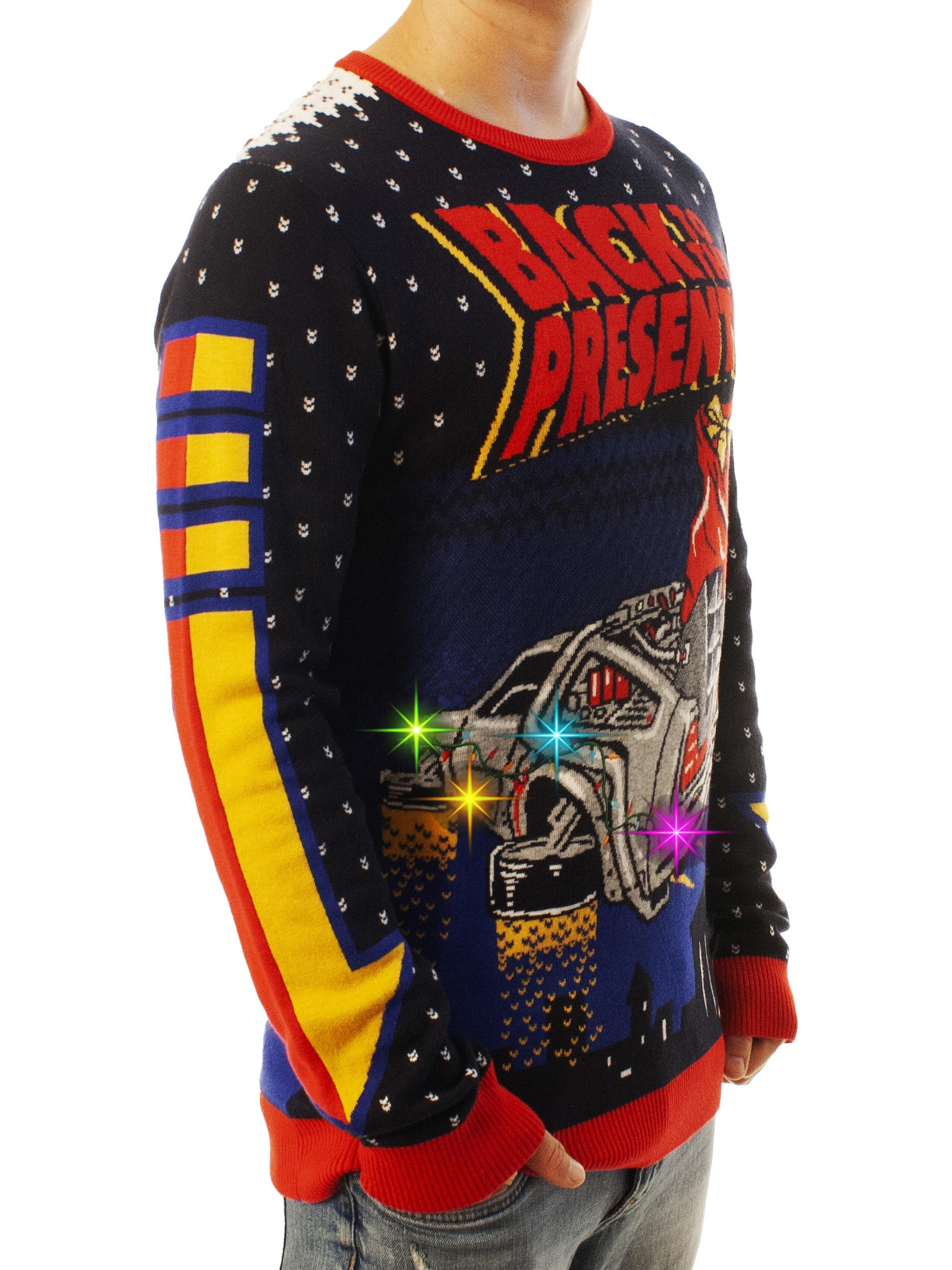 LIGHT UP- Back to the Presents | Ugly Christmas Sweater For Men & Women | Unisex Sizing