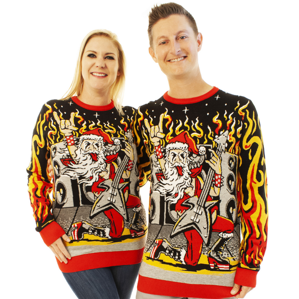 Heavy Metal Santa | Ugly Christmas Sweater For Men & Women | Unisex Sizing